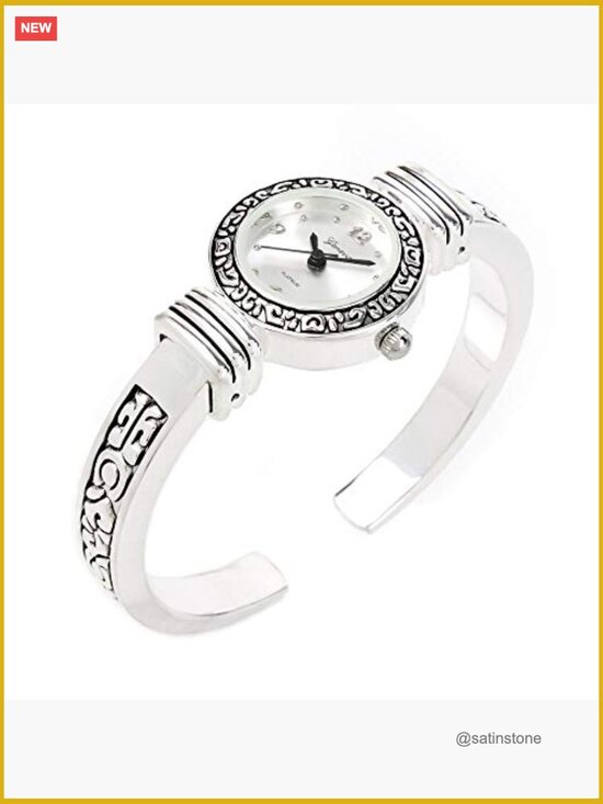 Silver Bangle Cuff Watch with Crystal Western Style main image 5